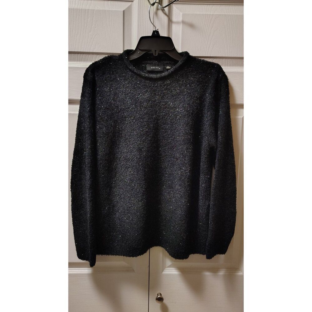 Knit‎ Fit Large Black Sparkle Long Sleeve Sweater